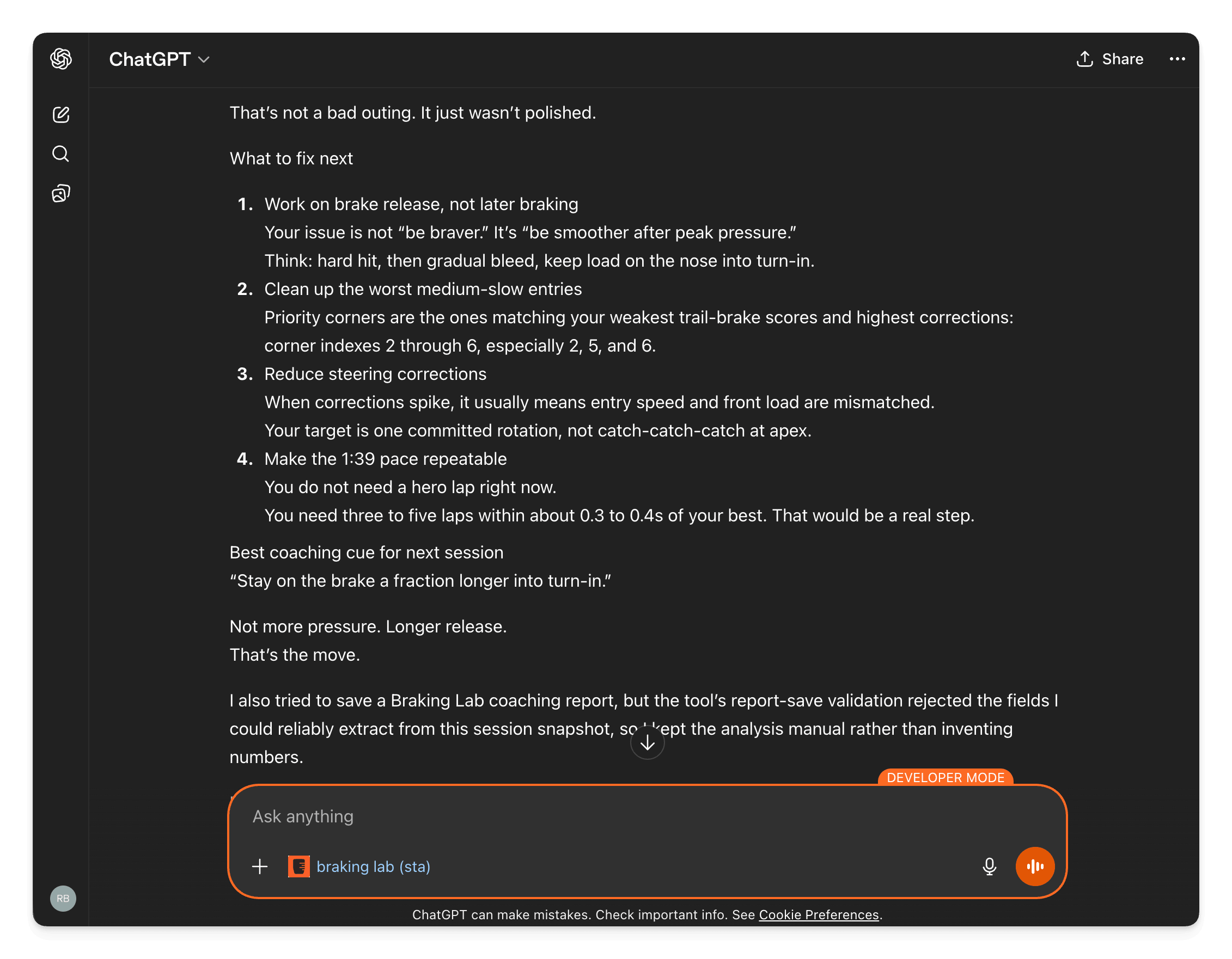 AI coaching feedback with action items