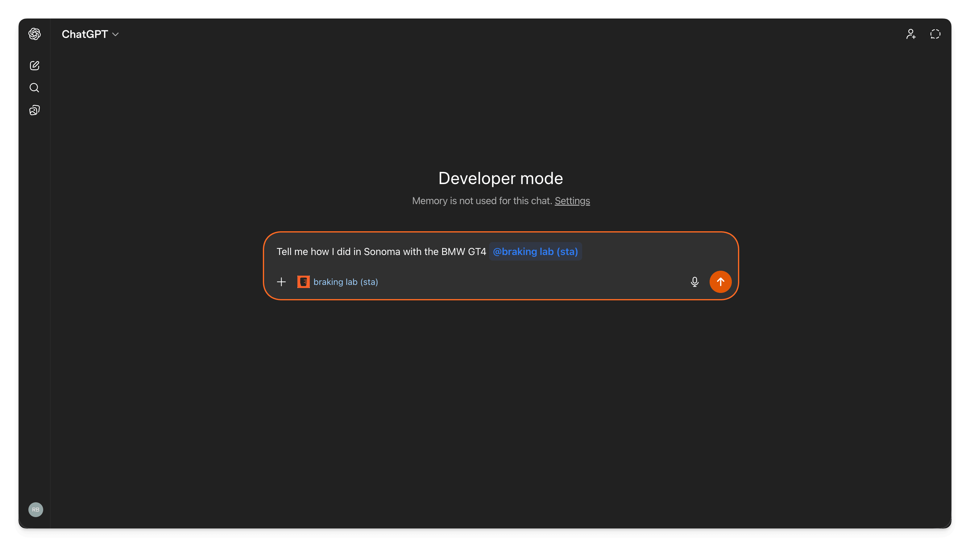 Asking the Race Engineer a question in ChatGPT